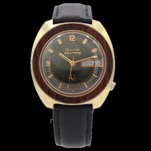 Vintage 36mm 1969 Accutron Woody Men's Tuning Fork Wristwatch 218 2 USA 14k GF